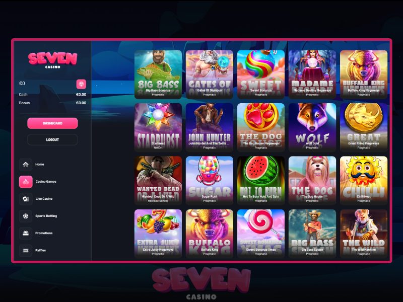 Games for money at Seven Casino online casino