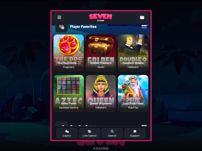 Seven Casino på computer eller pc