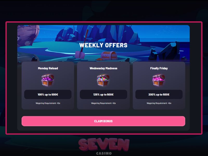 Bonos semanales de Seven Casino