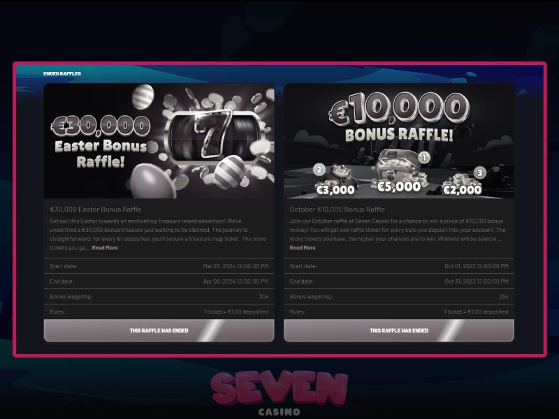 Autres promotions de Seven Casino