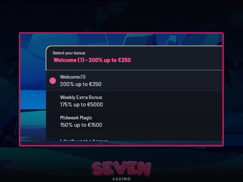 Notas importantes sobre los bonos de Seven Casino