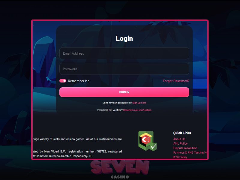 How to log in to Seven Casino?